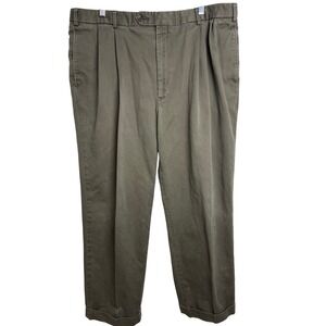 Brooks Brothers Chinos Mens 38 Brown Pleated Cuffed Cotton Trousers E22
